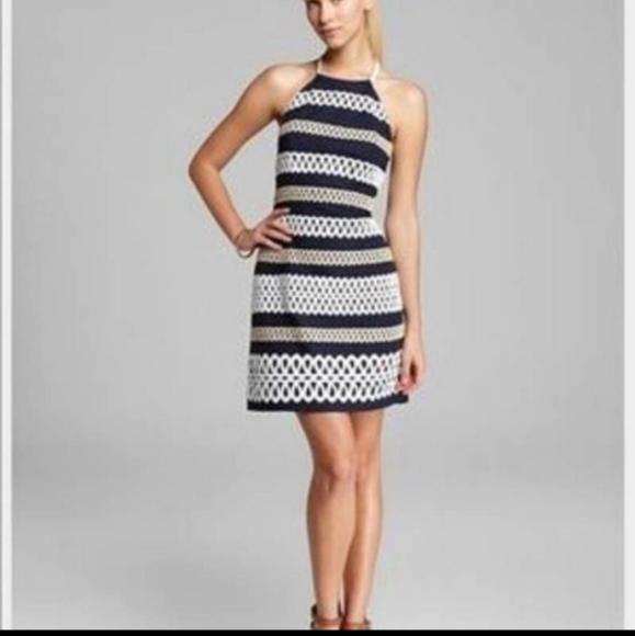 Navy Nautical Cambrey Dress - Picture 2 of 7